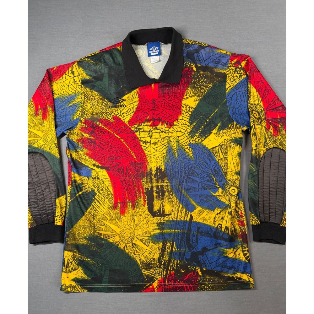 Vintage 90s UMBRO Goalkeeper Jersey Adult L Padded Elbows Loud Abstract USA Boxy